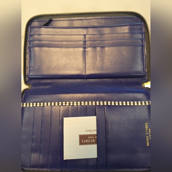 EUC Henri Bendel Dark Gray Continental Nylon Leather Trimmed Large Wallet - Picture 4 of 4